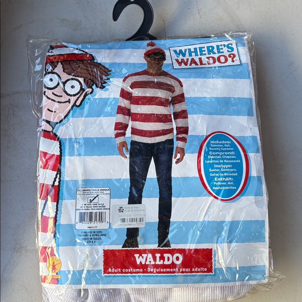 Brand New Where’s Waldo? Costume Red and White Striped